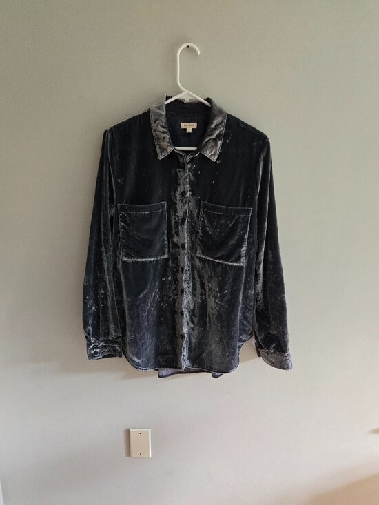 Pilcro Tops - Pilcro Gray Velvet Button Down Shirt, Size M